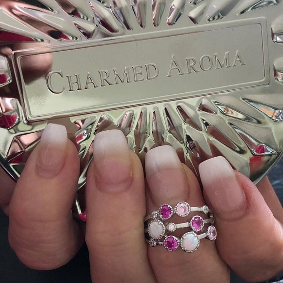 Opal and Pink Swarovski  crystal bauble ring, 925 Sterling Silver Charmed Aroma - Picture 7 of 9